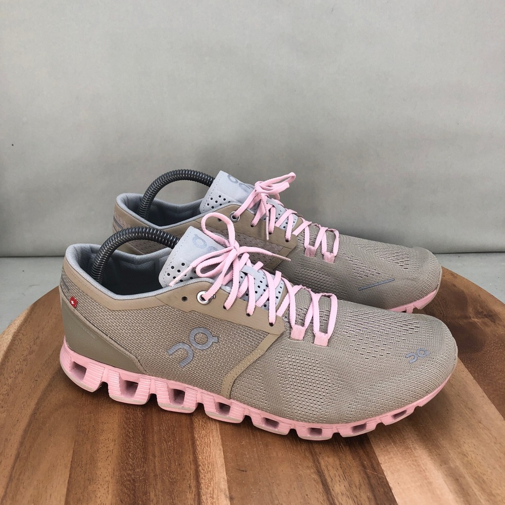On Running Women's Beige and Pink Cloud Athletic Shoes